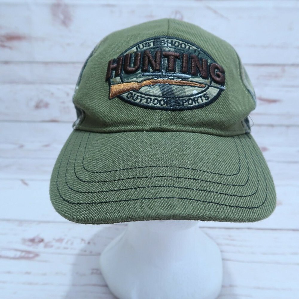 JUST SHOOT IT HUNTING OUTDOOR SPORTS HUNTER BALL CAP HAT GREEN CAMO